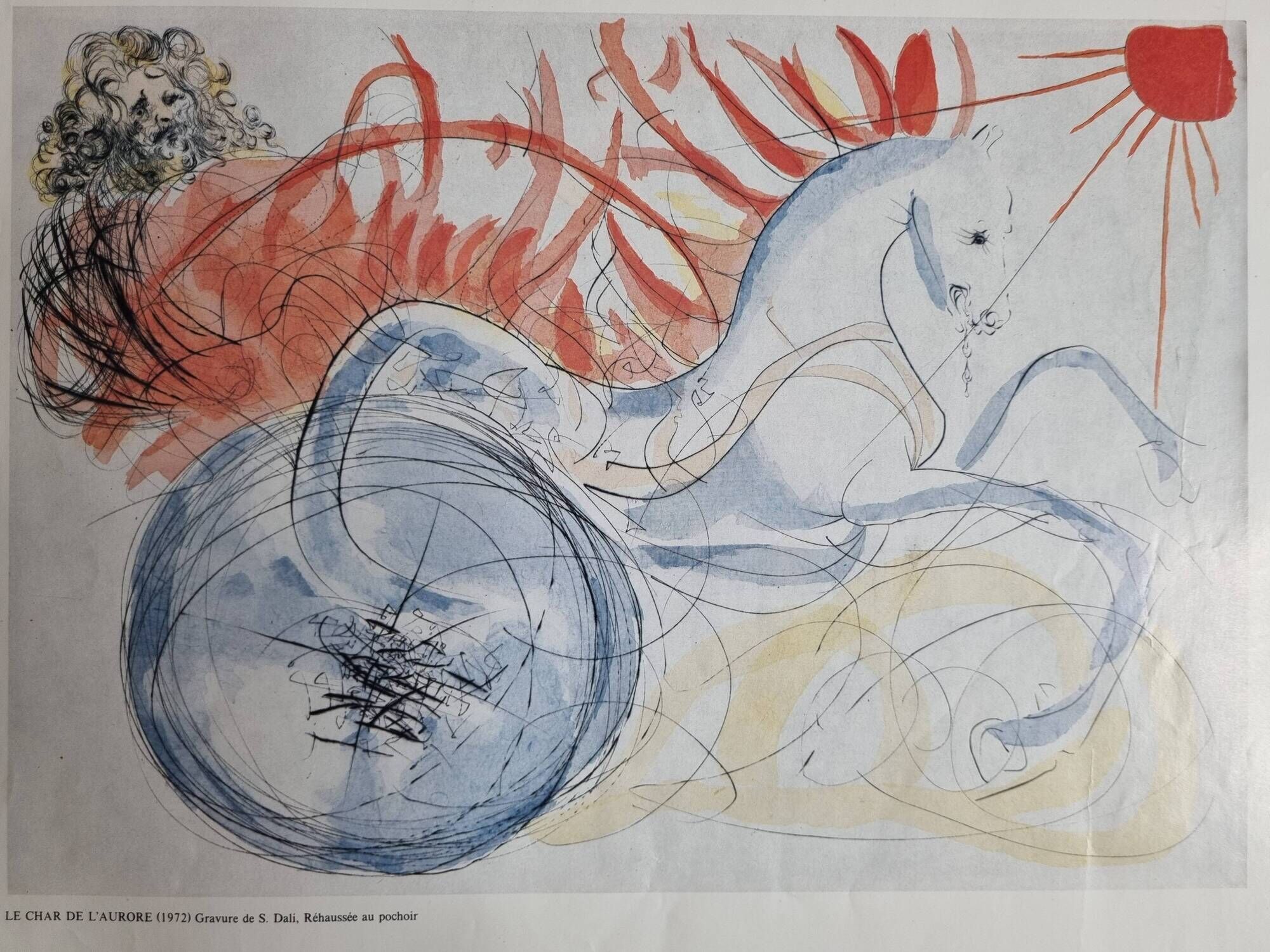 DALI exhibition poster lithographs and engravings, the chariot of dawn, 1984, 38 x 60 cm