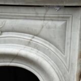Imposing louis xv style fireplace in white carrara marble circa 1880