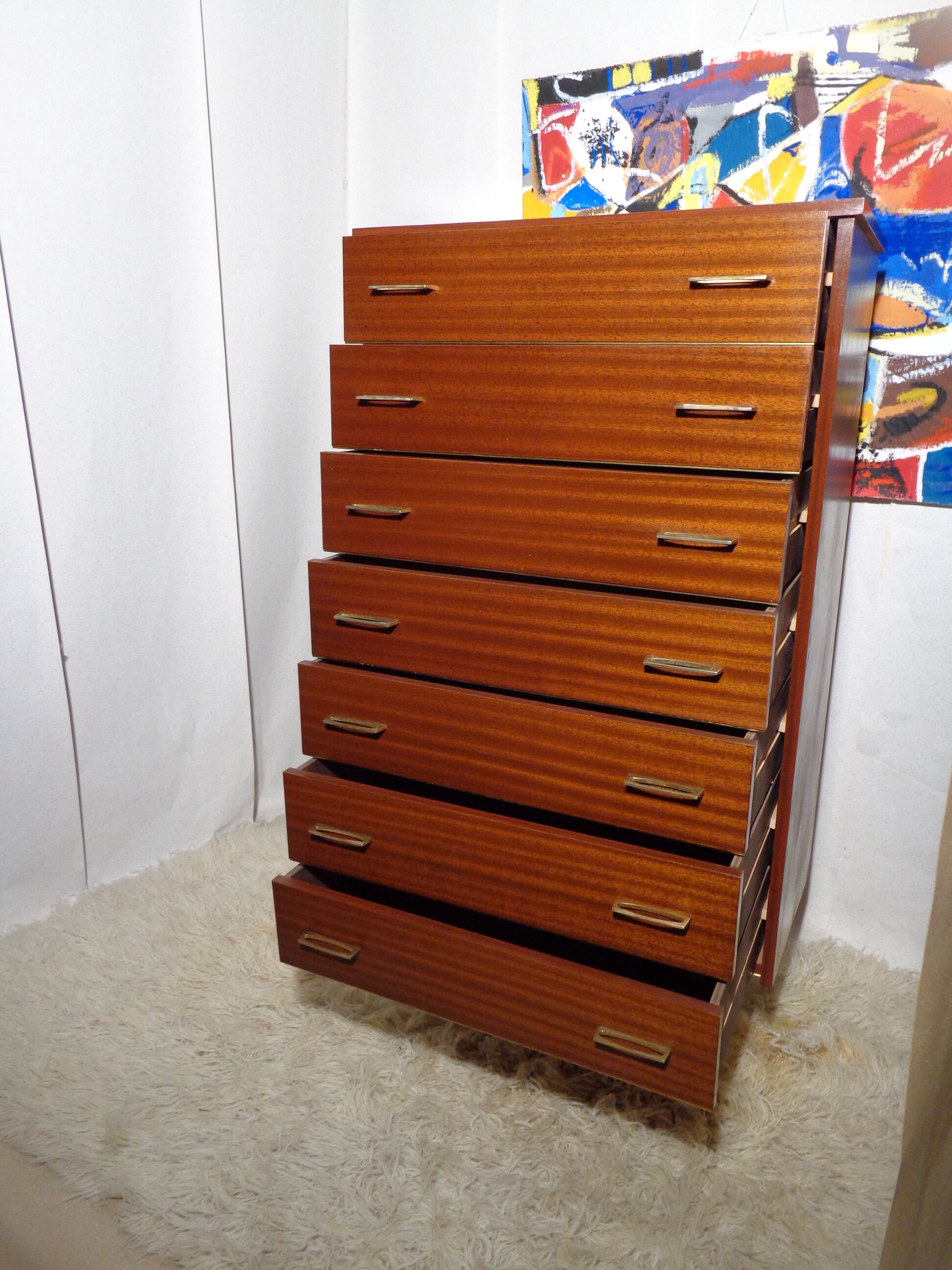 Vintage rag chest of drawers from the 60s seven drawers