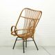 Metal and Rattan Terrace or Lounge Chair from Rohé Noordwolde, 1960s