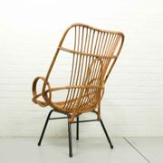 Metal and Rattan Terrace or Lounge Chair from Rohé Noordwolde, 1960s