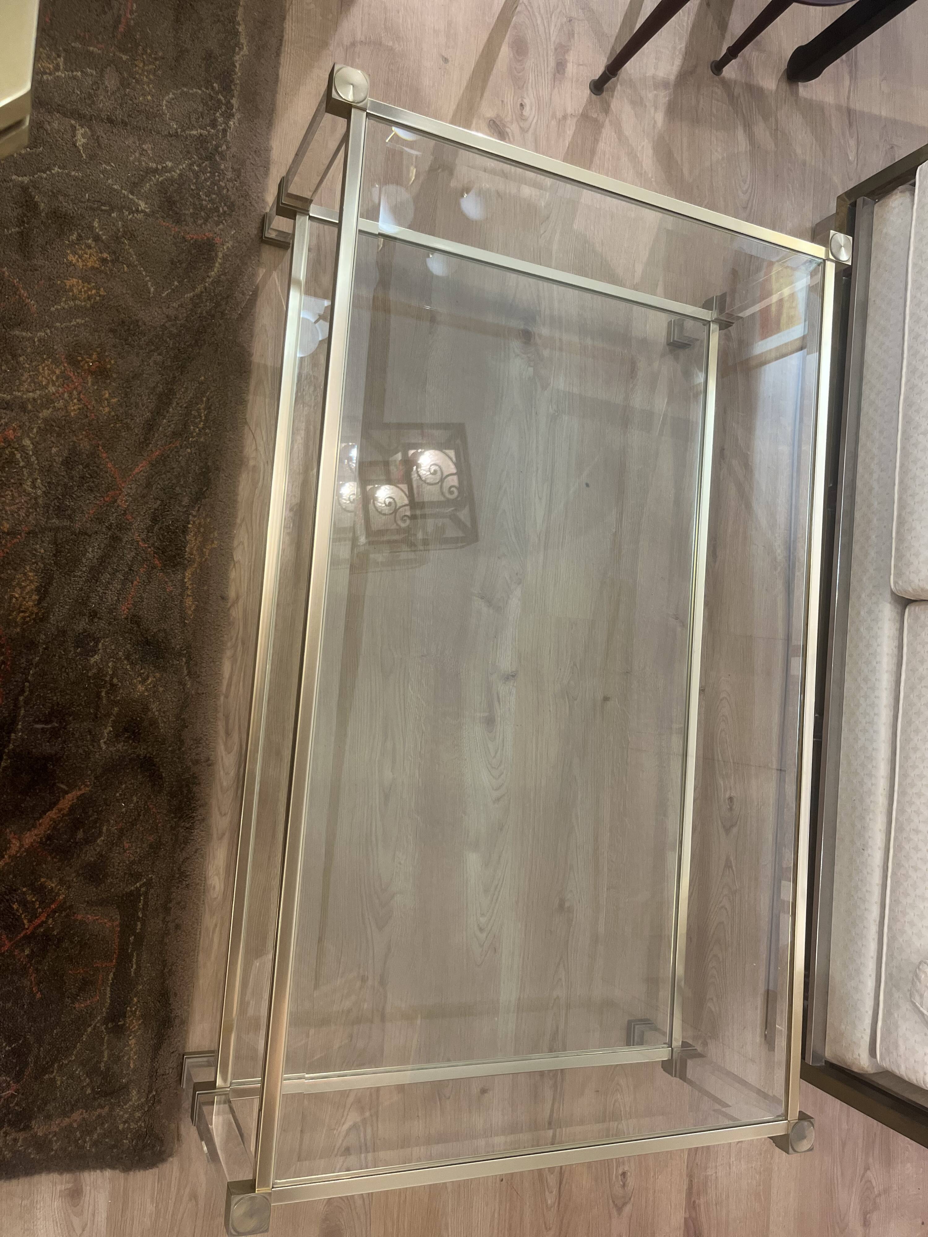 Pierre Vandel coffee table in lucite and gilded metal