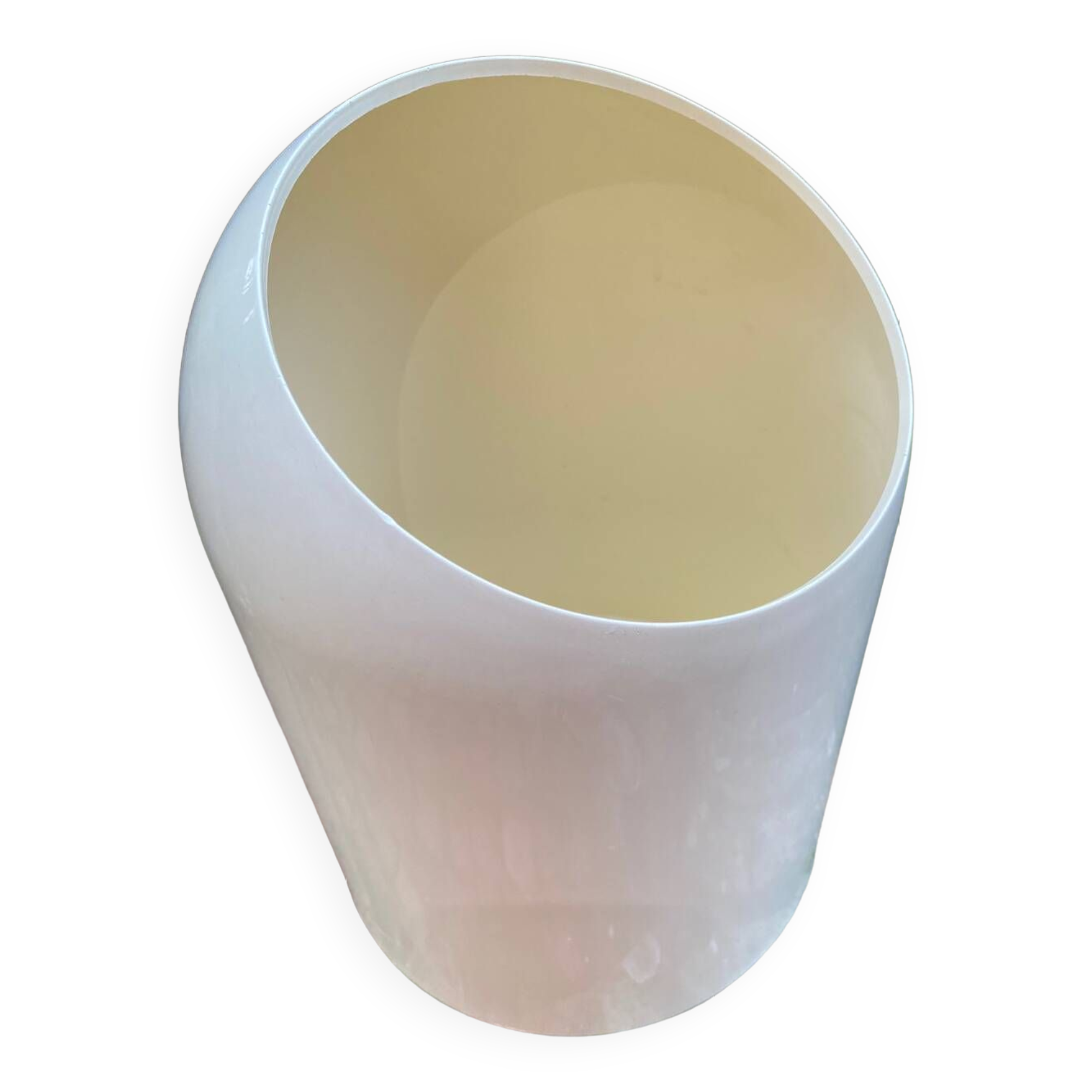 Space Age waste paper basket in beige PVC signed Makio Hasuke for Gedy Italia 1970