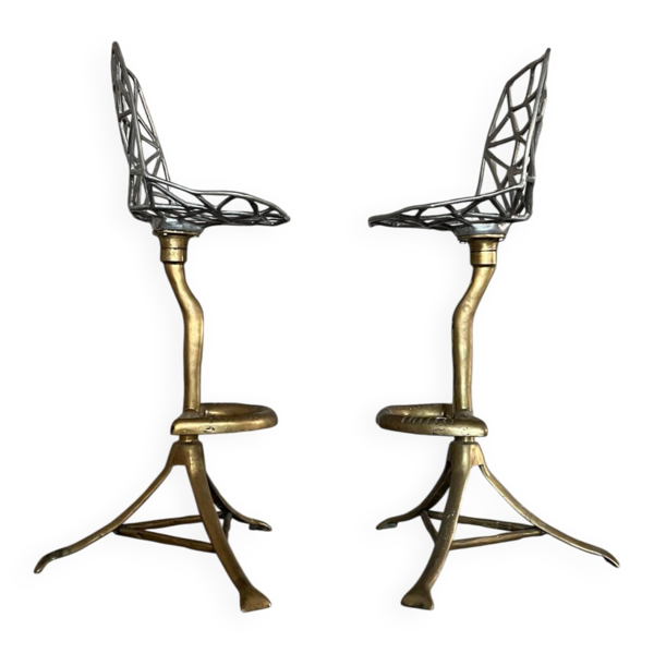 Tabourets de bar sculpturaux David Marshall – Ensemble de 2