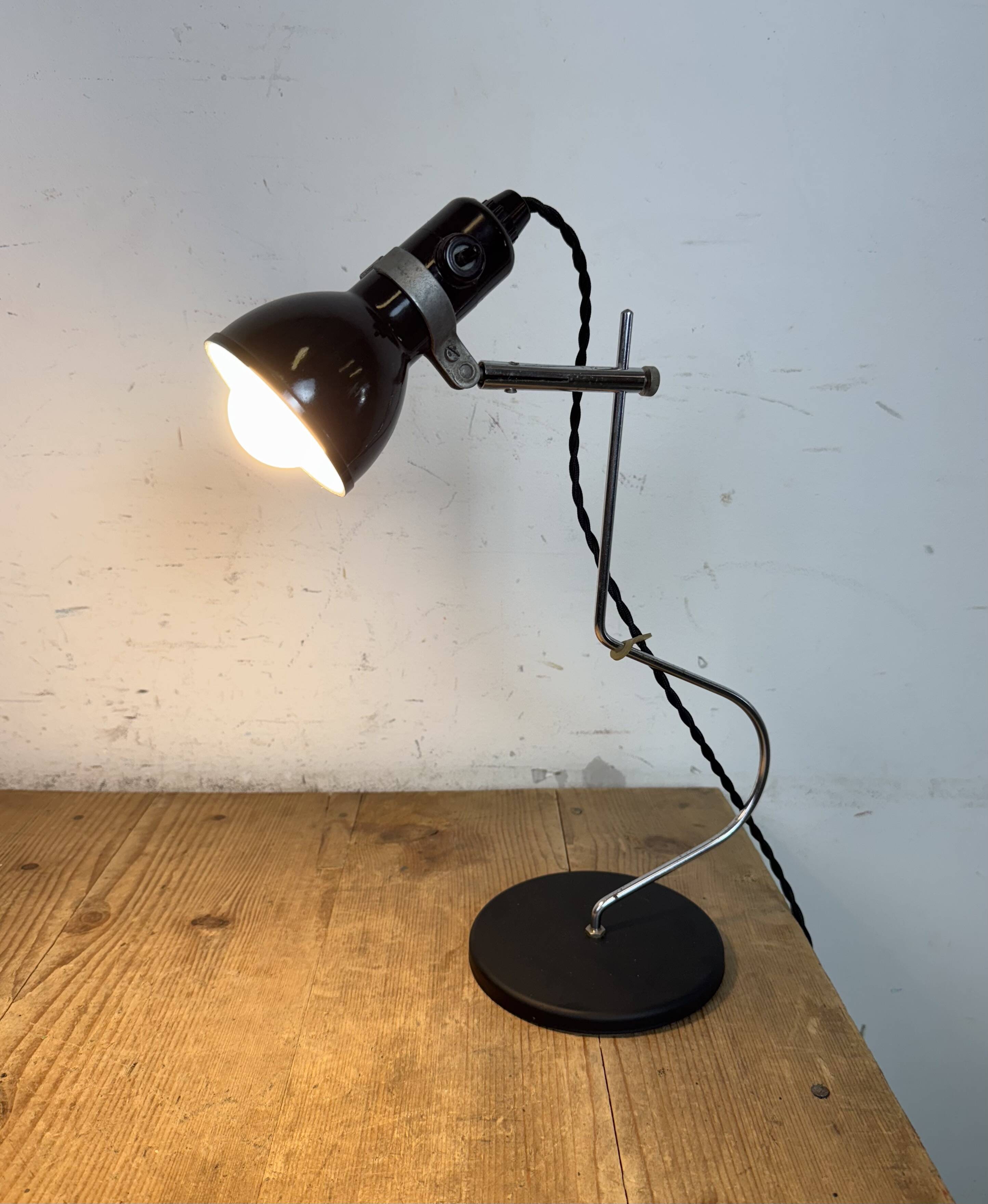 Vintage Black Bakelite Table Lamp , 1970s