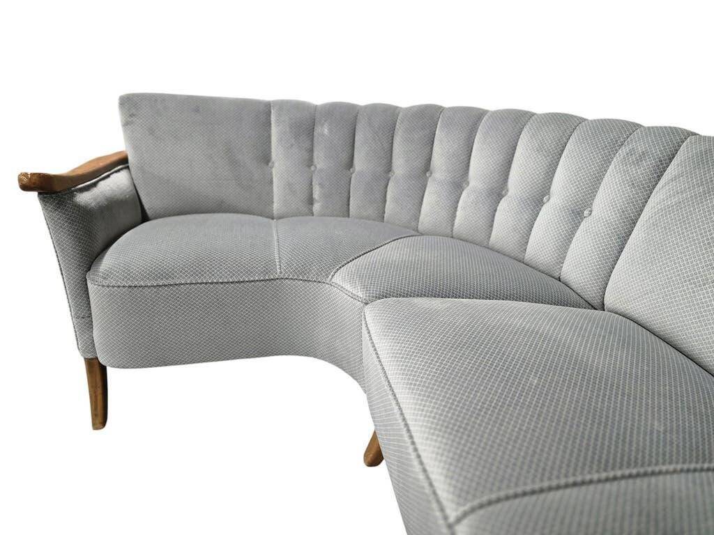 Light blue vintage corner sofa