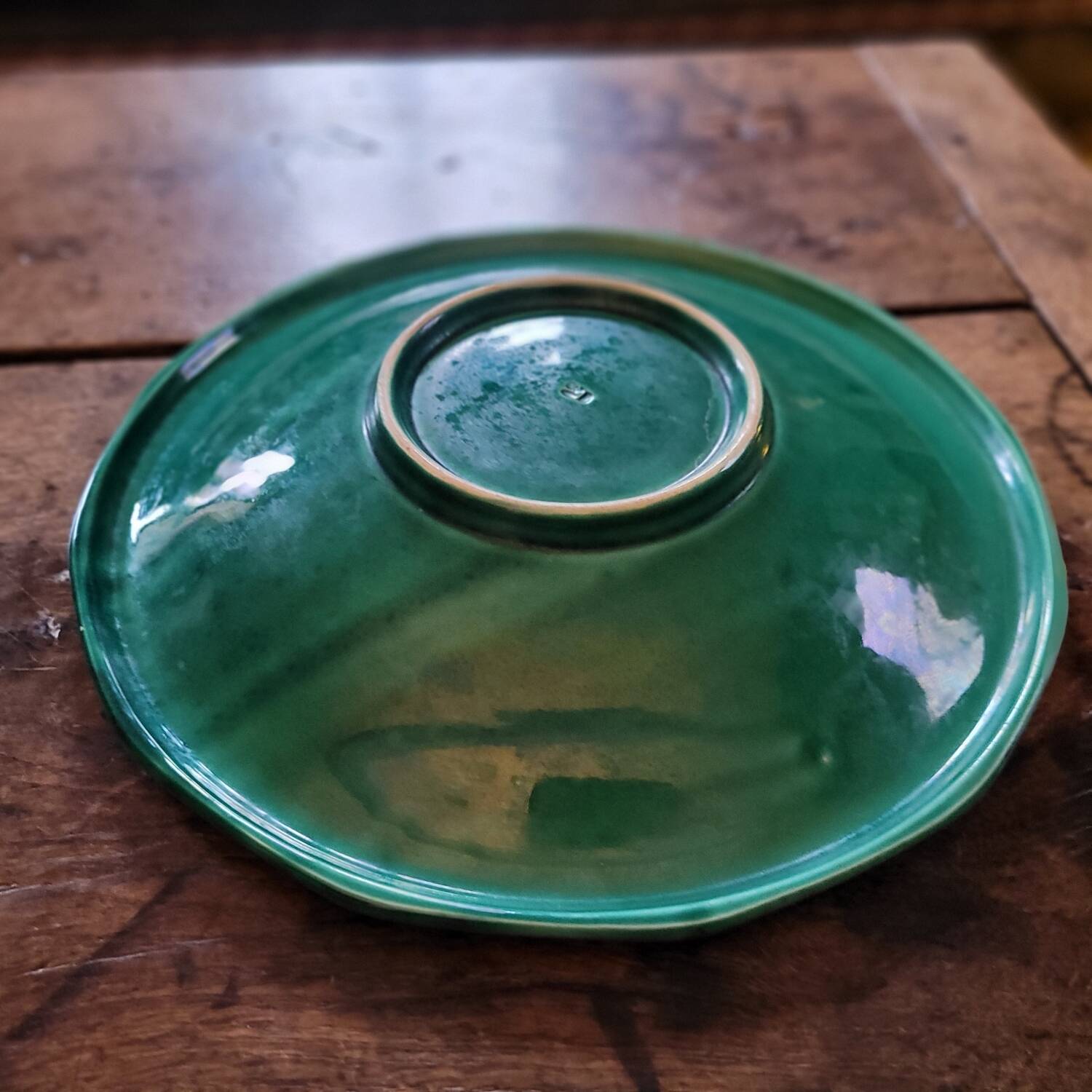 Ceramic bowl with malachite green glaze. 1950s. Ceramic bowl with green glaze.