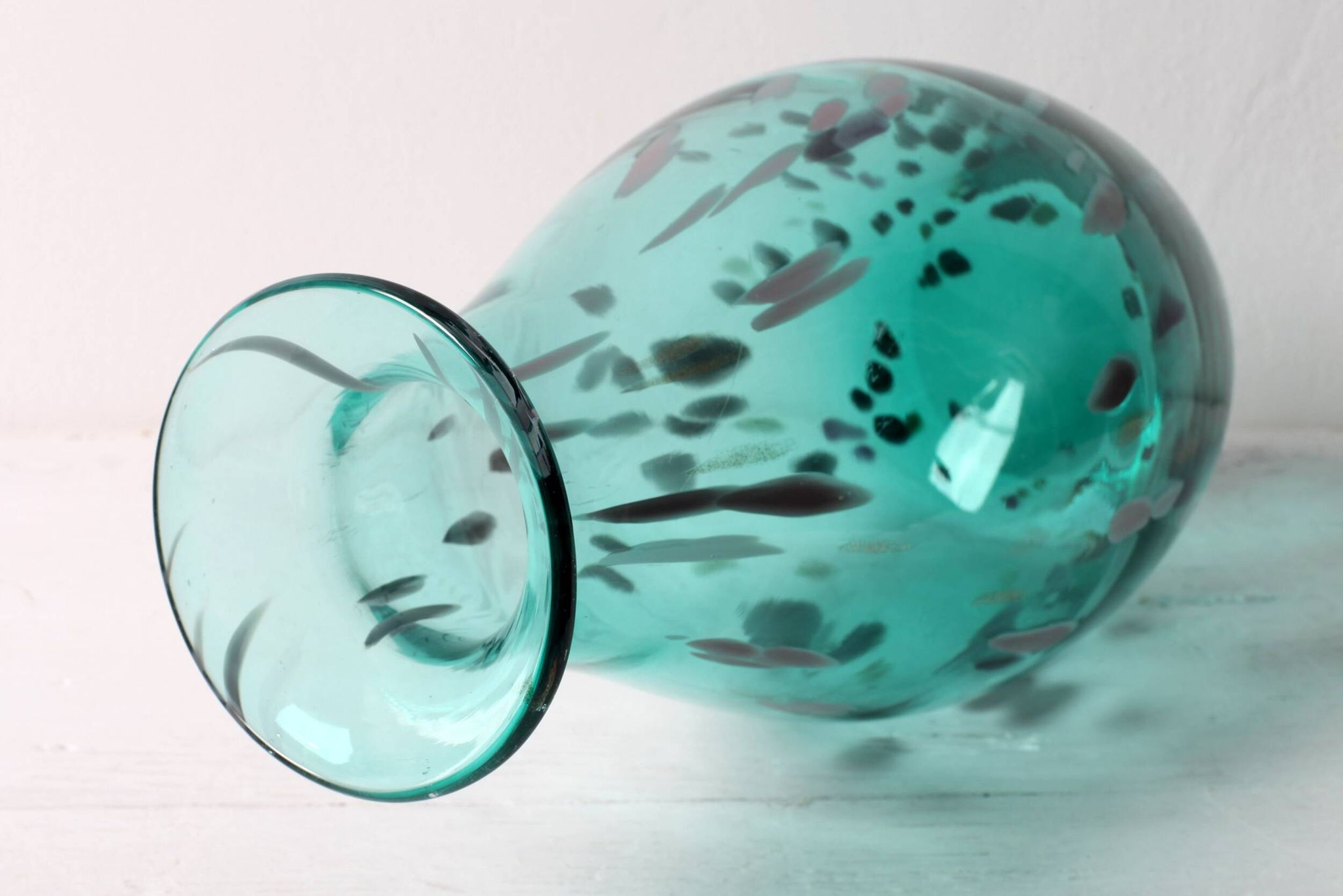Lenox American Design Art Glass Teal with Gold Speckled Rare Vase / 1990s