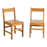 Pair of pine chairs, Maison Regain, France, circa 1970
