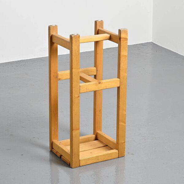 Tabouret de bar en pin massif, Maison Regain, années 1970