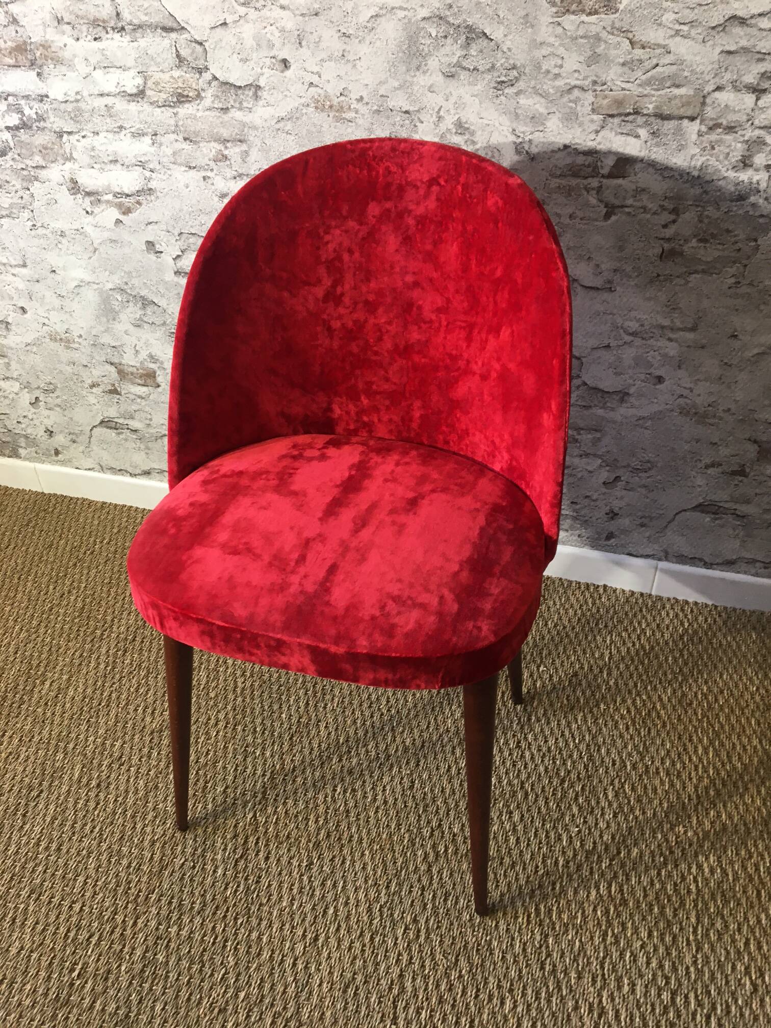 Set of 2 70s chairs reupholstered in fine velvet