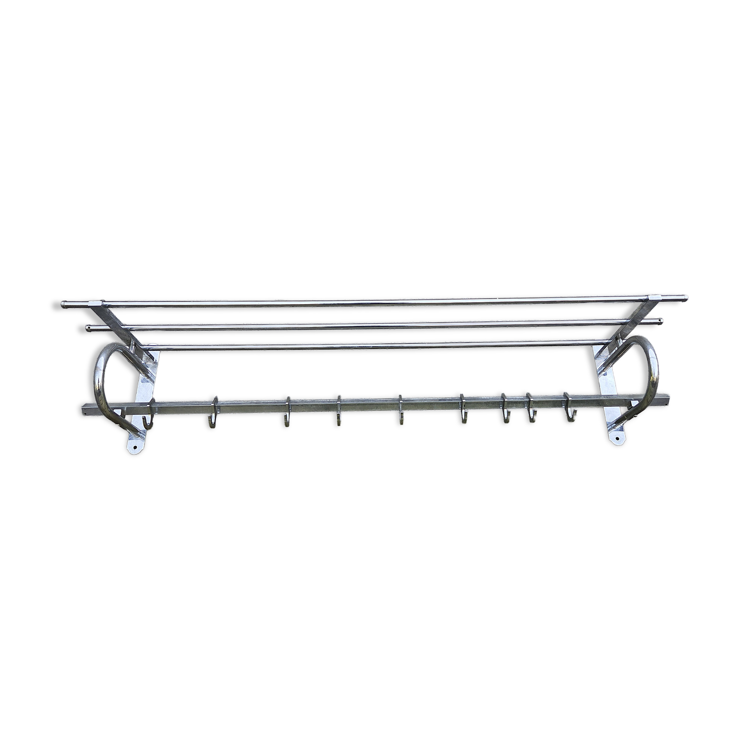 Chrome Art Deco wall coat rack