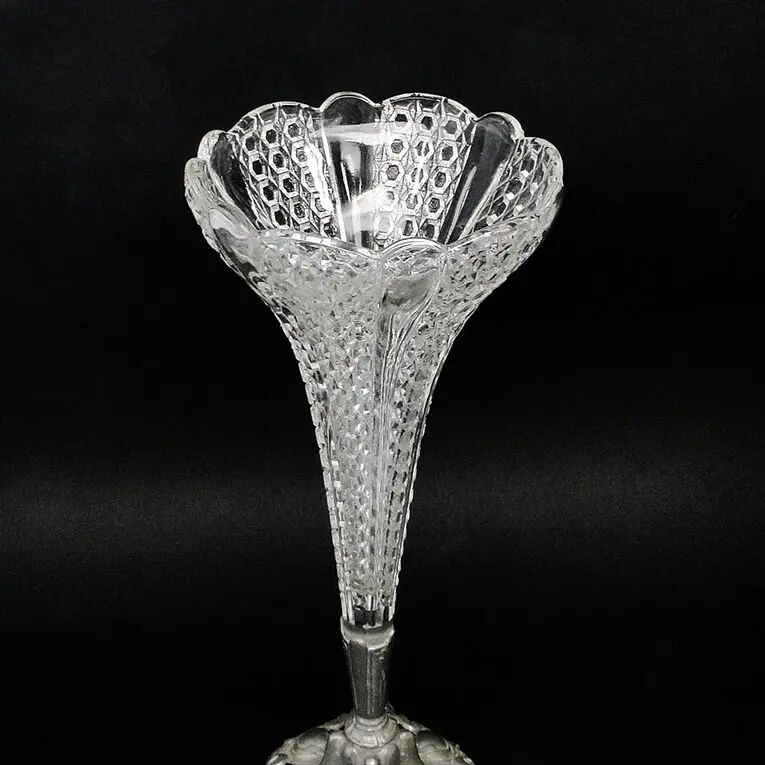 Vase Art Nouveau, verre pressé et étain, France, début du 20e siècle