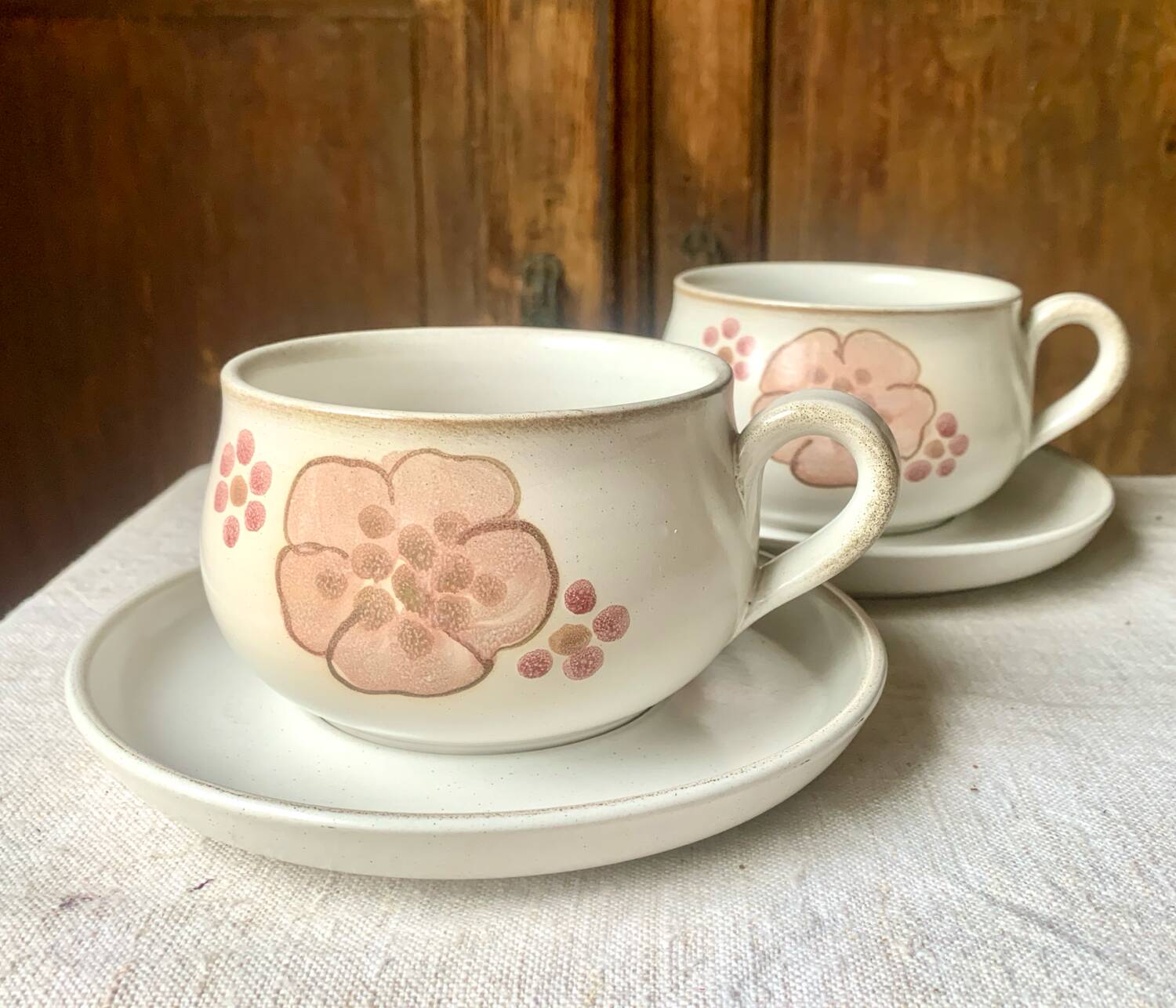 Two large Denby Gypsy stoneware English breakfast mugs