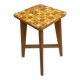 Scandinavian stool with amber mosaic effect top, 60s side table.