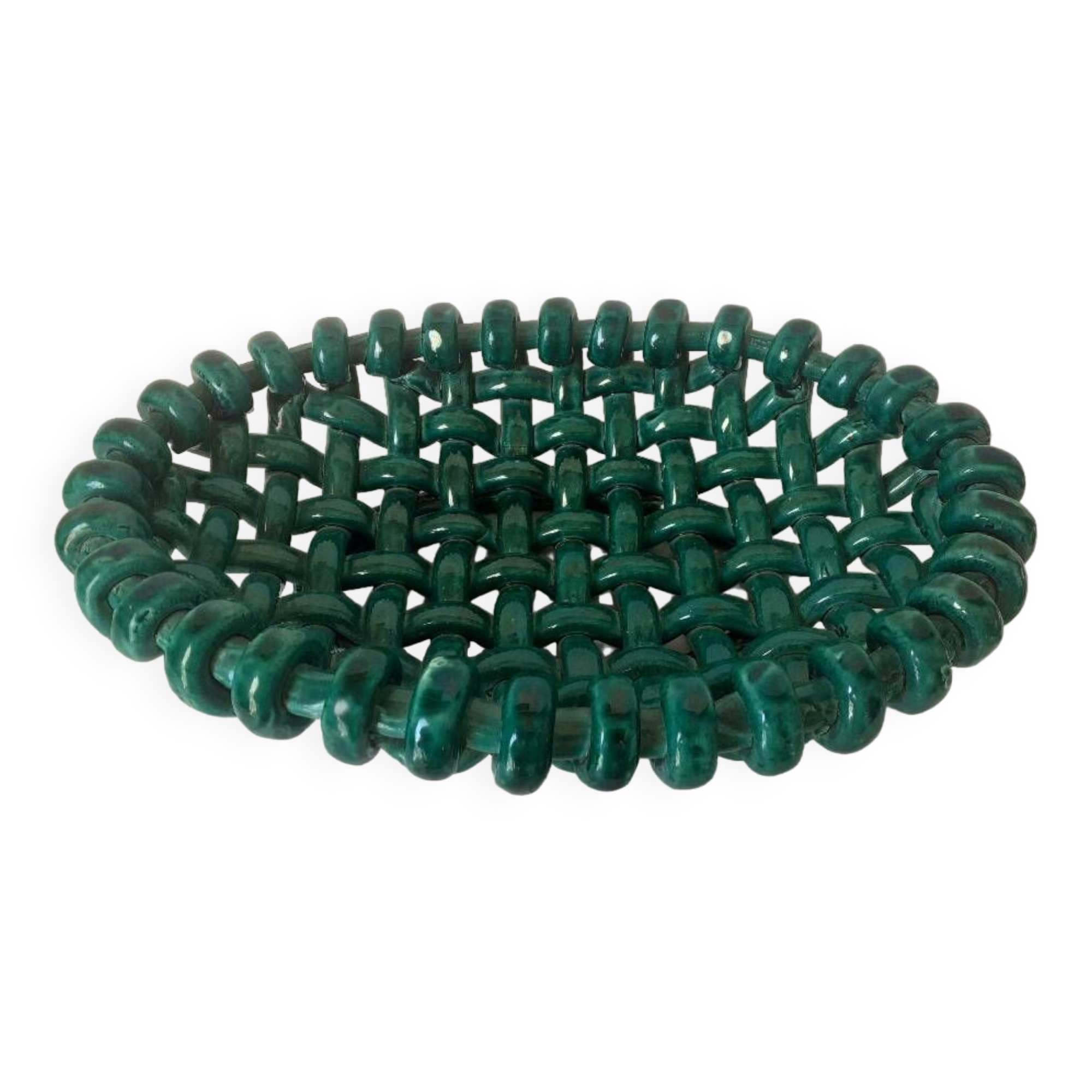 Braided ceramic fruit bowl signed Jérôme Massier Vallauris