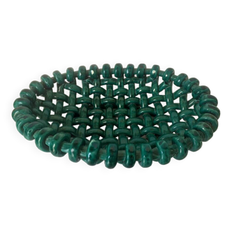 Braided ceramic fruit bowl signed Jérôme Massier Vallauris