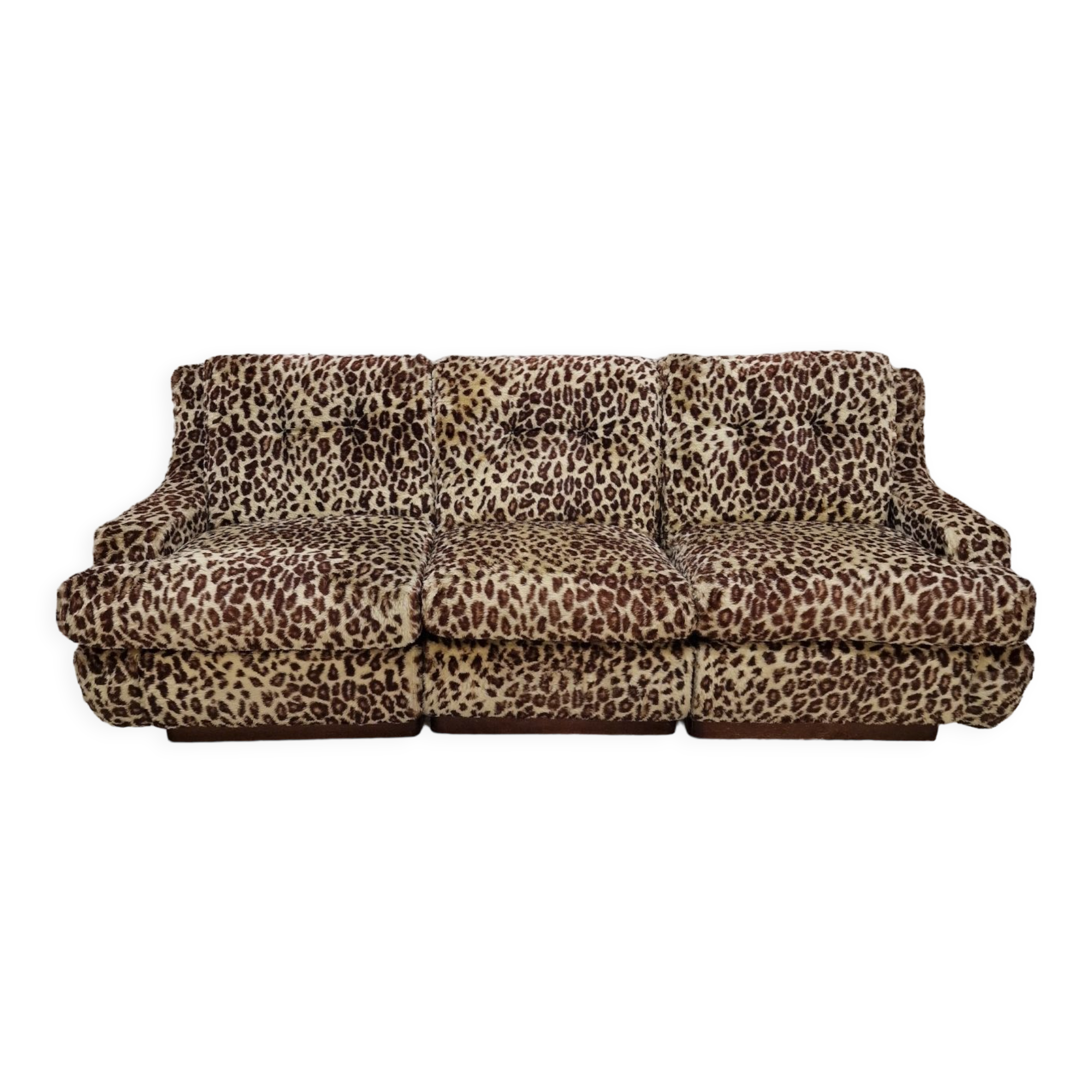 Vintage sofa in leopard fabric