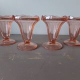 4 coupes anciennes à glaces/dessert verre rose