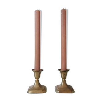 Set of 2 brass candlesticks, 70s