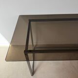 Bureau en métal et verre fumé, années 70