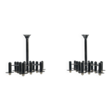 Pair of Large Chromed and Smoked glass chandelier