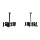 Pair of Large Chromed and Smoked glass chandelier
