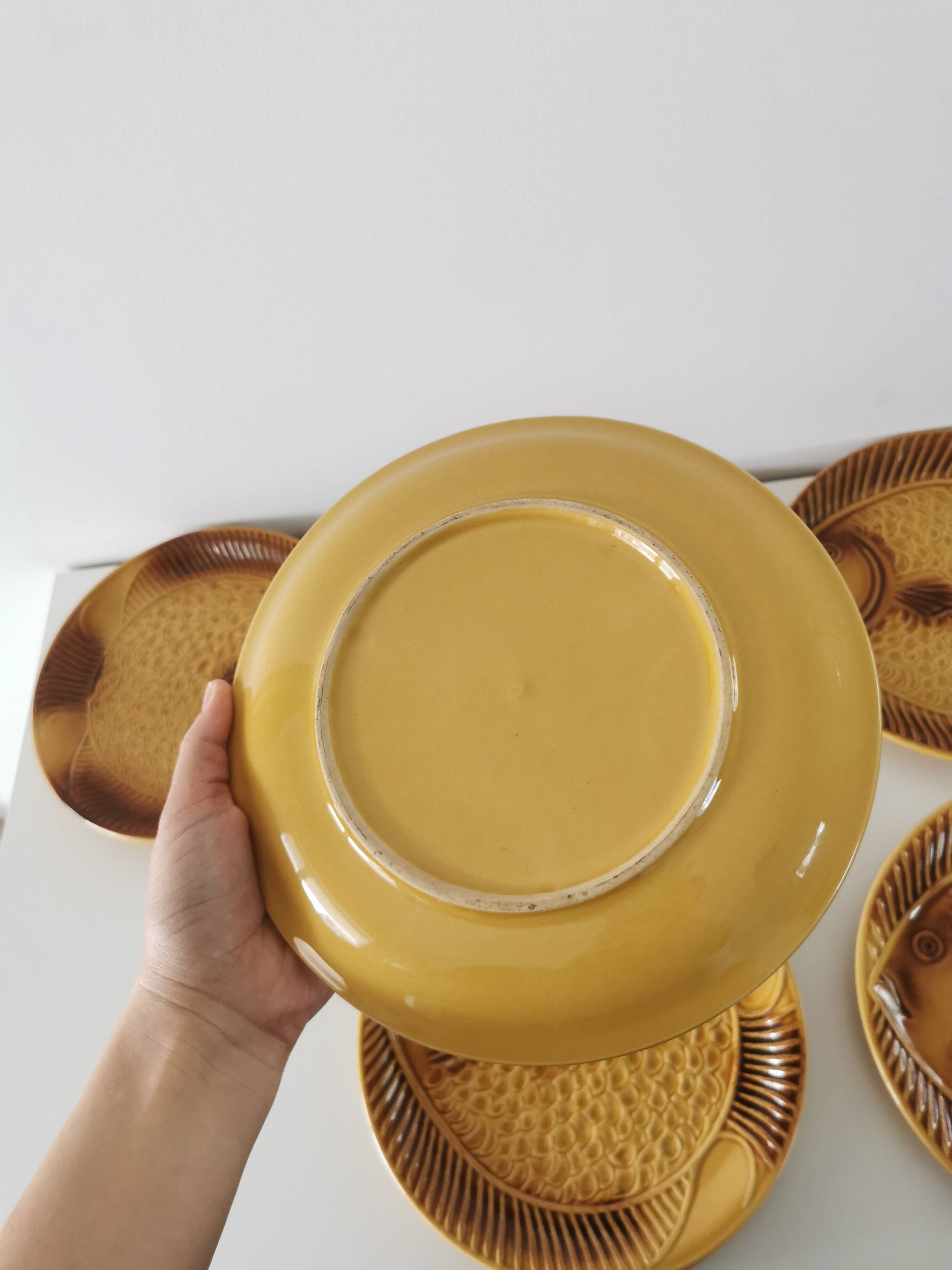 Set of 6 Vintage Fish Plates Set: 1970s KIL Yugoslavia Retro Serving Dishes