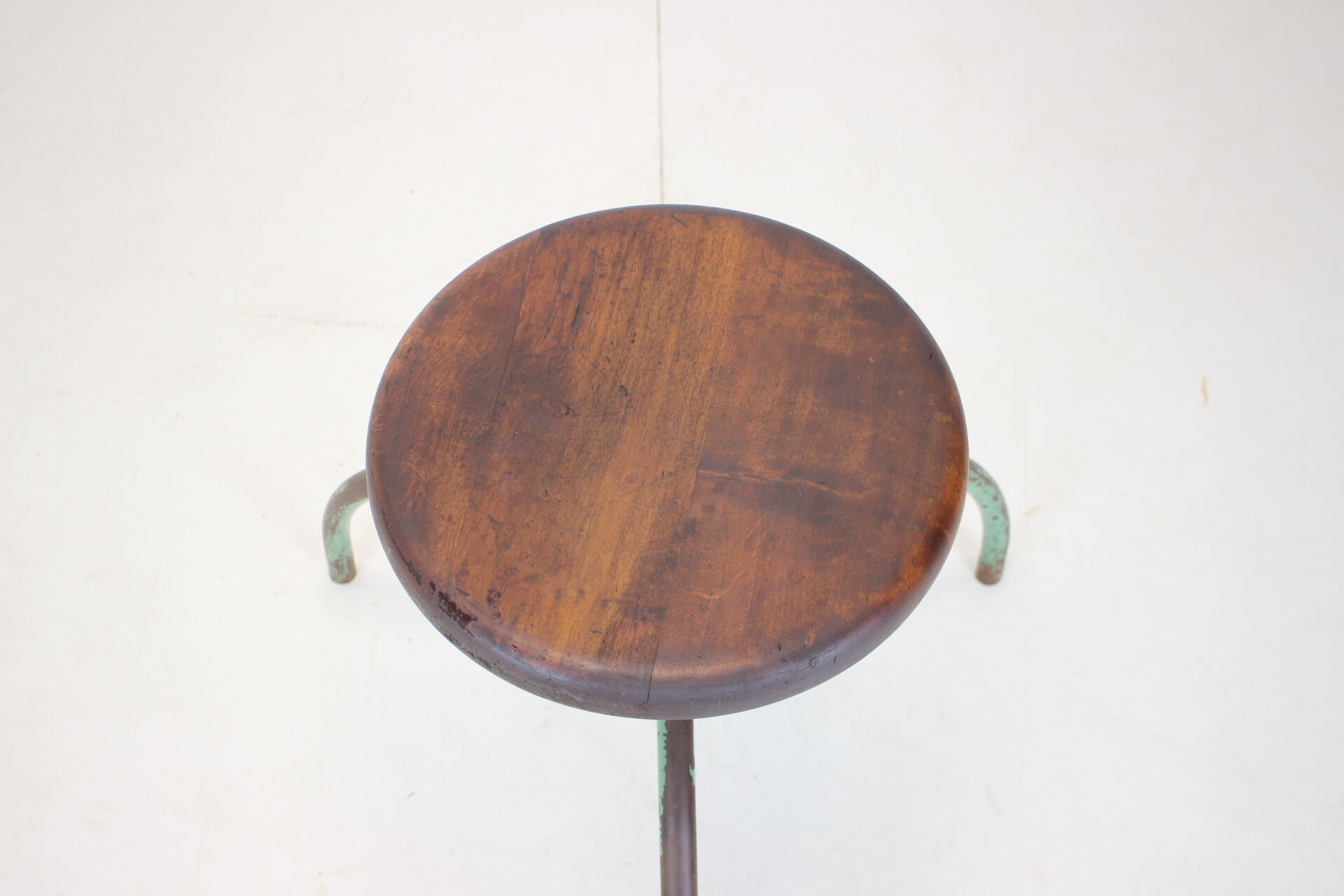 Vintage adjustable industrial stool with patina, 1950s