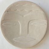 Plate "head with mask" natural stone hand carved