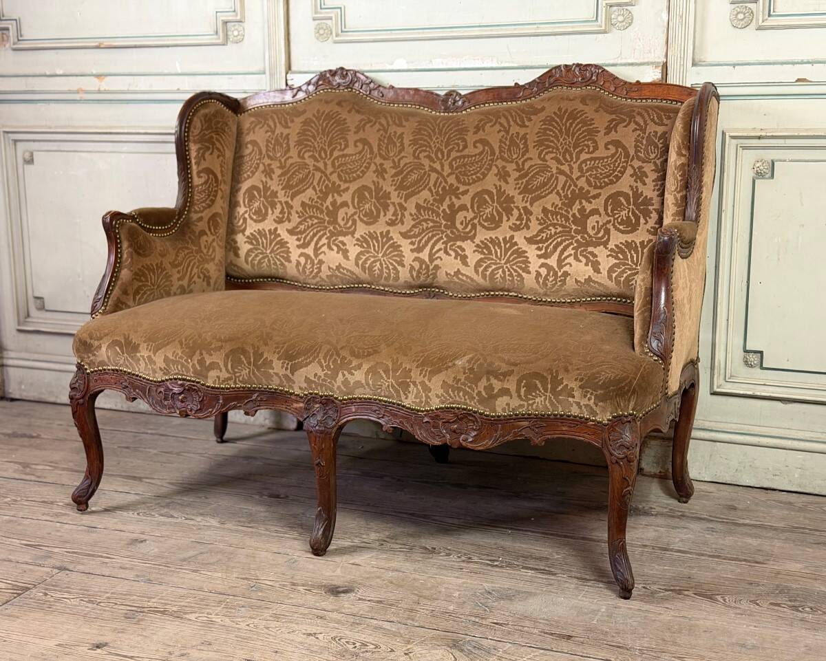 Small Louis XV style wingback bench, circa 1880