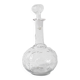 Vintage Glass Decanter: Roses Patterned Wine Carafe, Empoli Italy 1950s
