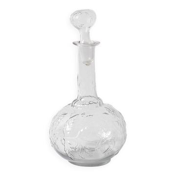 Carafe à vin vintage en verre à motif de roses, Empoli, Italie, années 1950