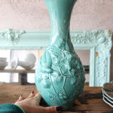 Naturalistic vase in glazed earthenware Utzschneider & Cie – Sarreguemines