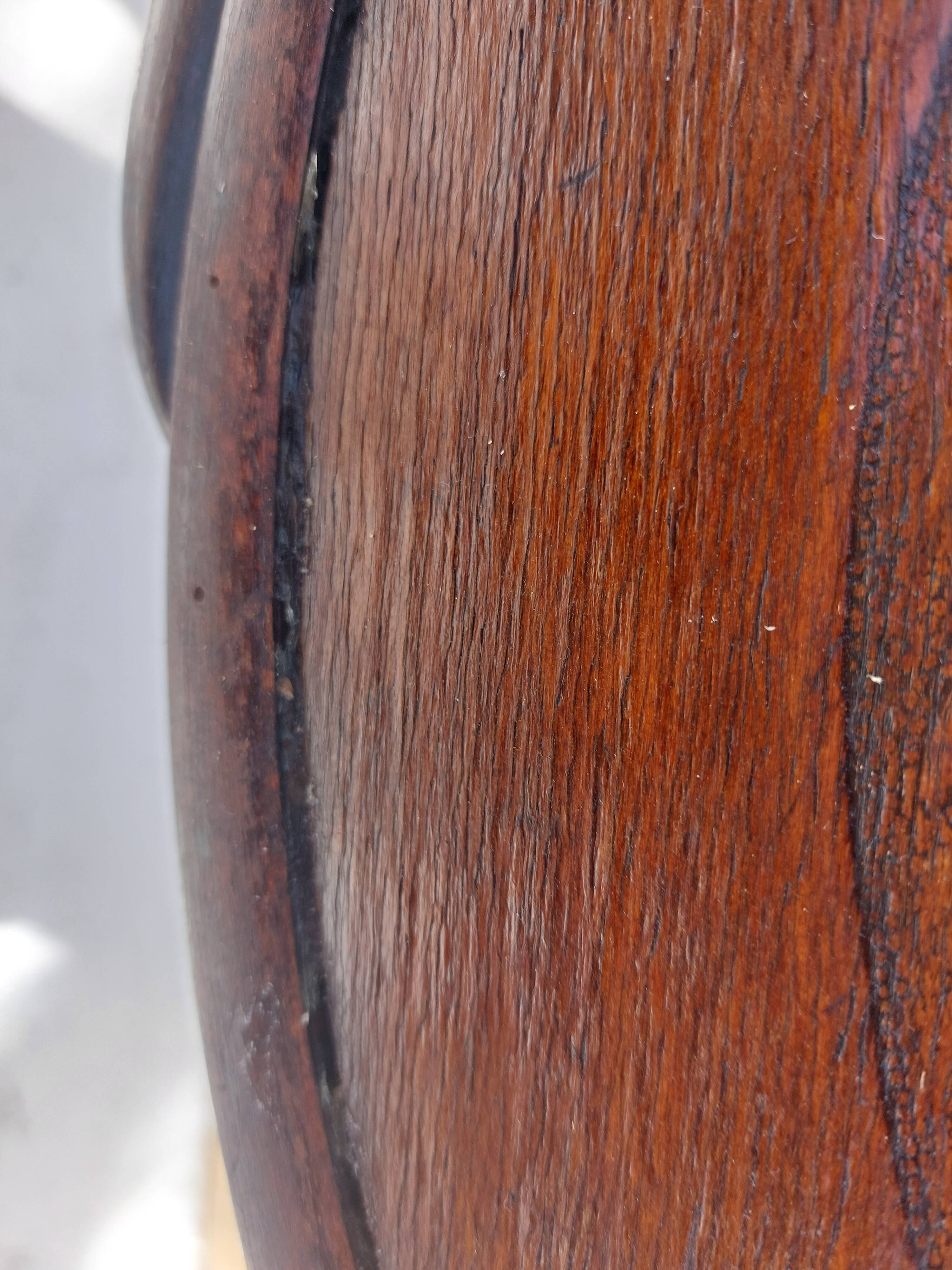 Swivel wooden armchair, pattern on seat