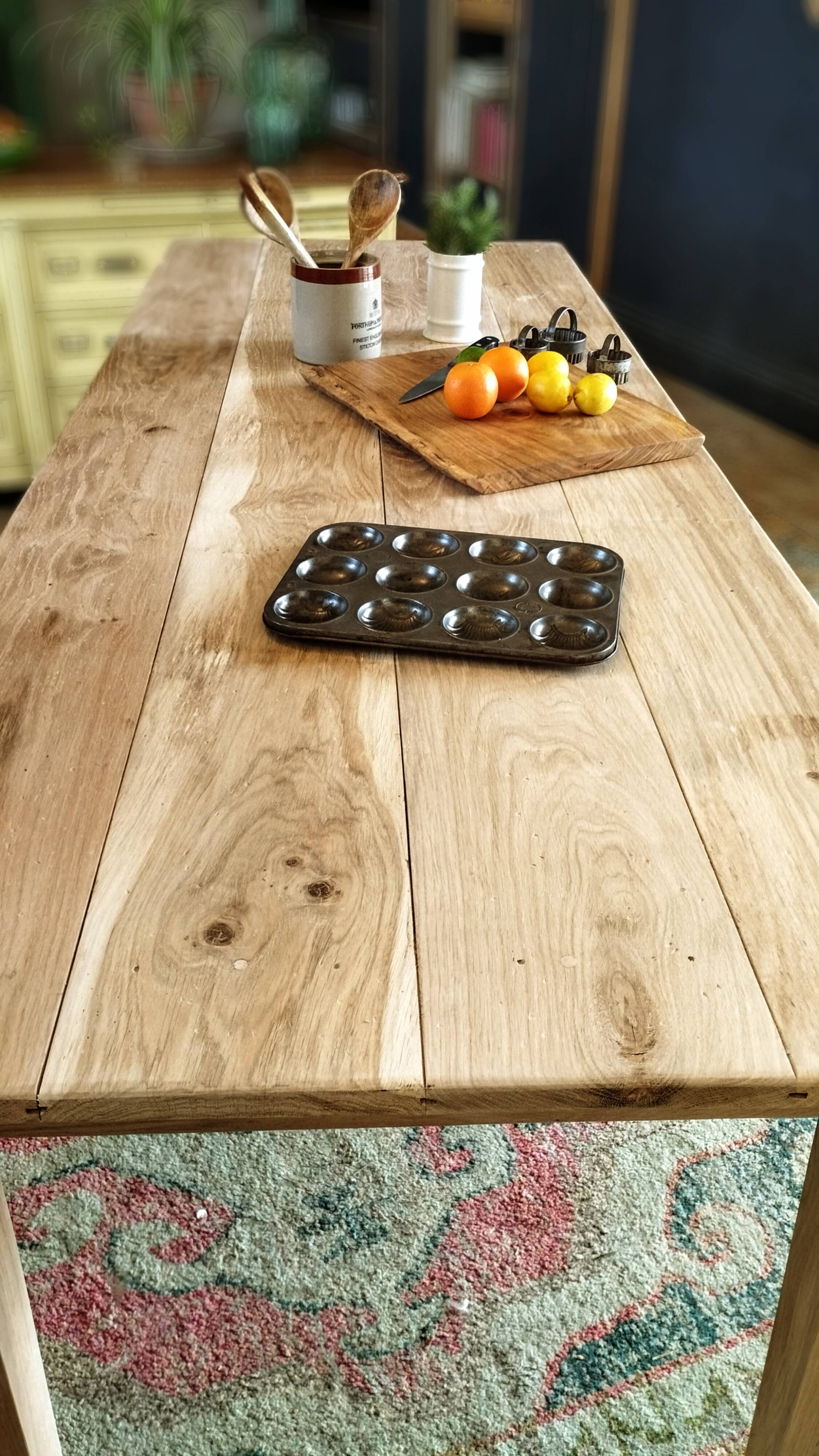 Solid oak farmhouse table 220 X 80 cm