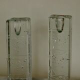 Pair Of Solid Glass Candlesticks "Arkipelago" From ittala Finland