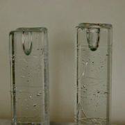 Pair Of Solid Glass Candlesticks "Arkipelago" From ittala Finland
