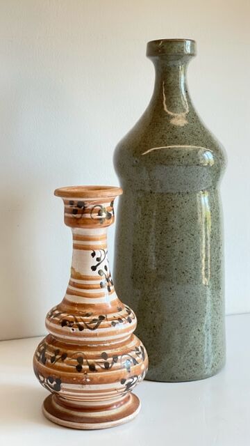 Duo VASES Ceramic sandstone Vintage craft