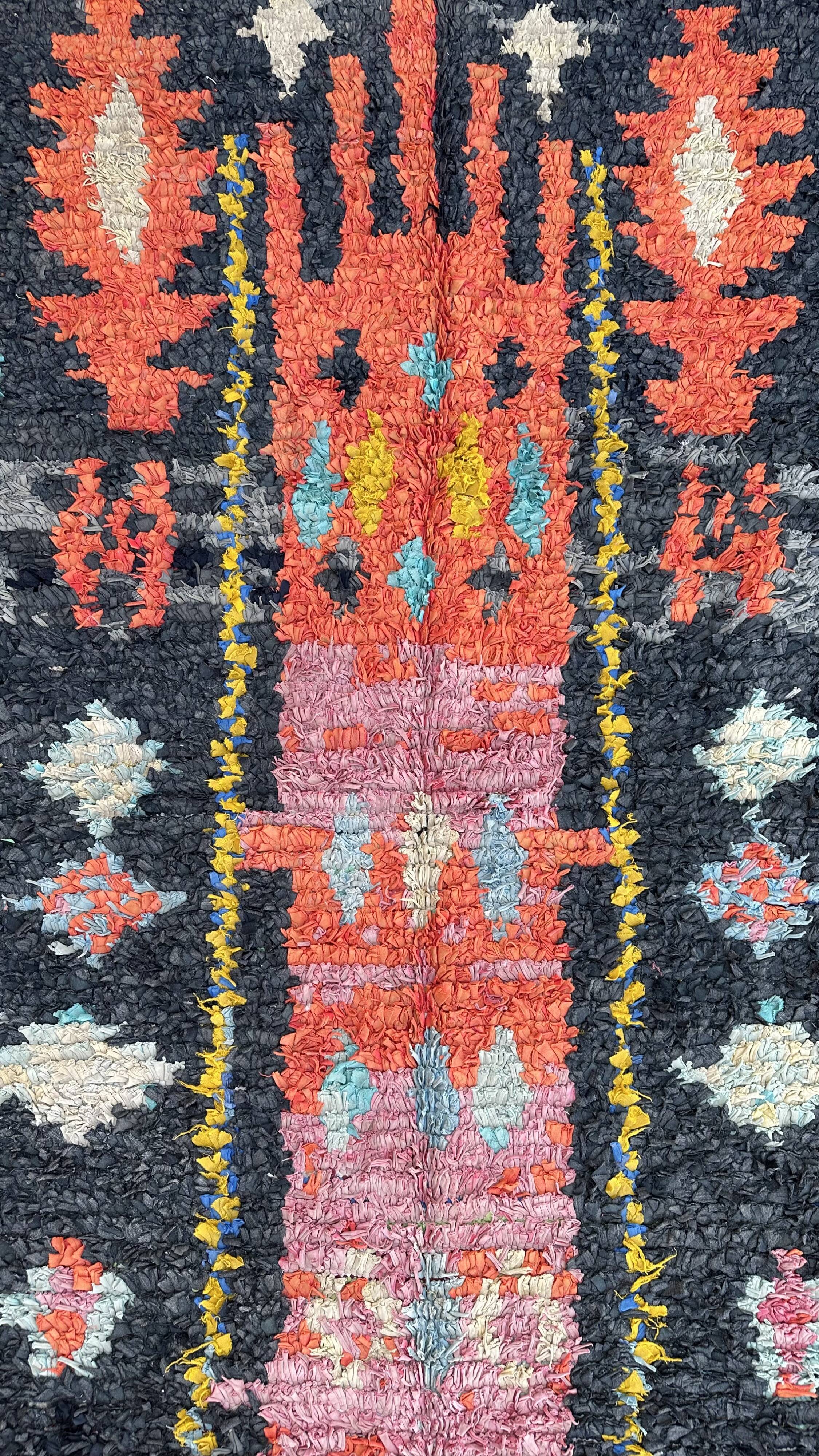 Berber carpet Boucherouite 126 x 269 cm