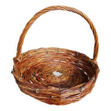 Round raw wicker basket
