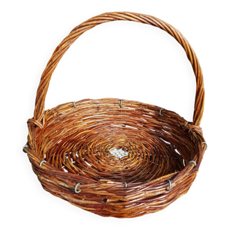 Panier rond en osier brut