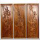 3 carved wooden panels, floral and animal decorations, Indochina
