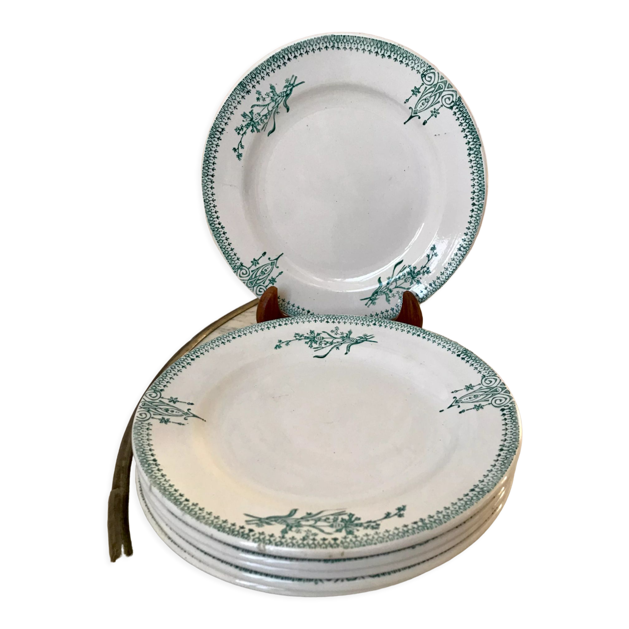 6 Terre de Fer Saint-Amand dessert plates late nineteenth