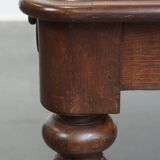Antique English Oak Writing Desk / Partner Desk with a Leather Top