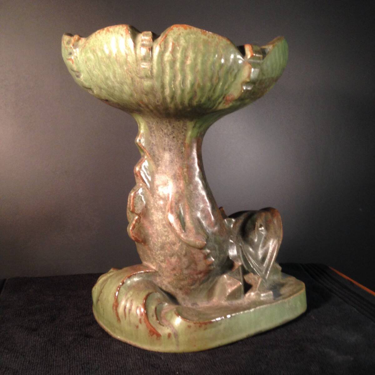 Art Deco fish fruit bowl, Roger Guérin, Bouffioulx stoneware 1925
