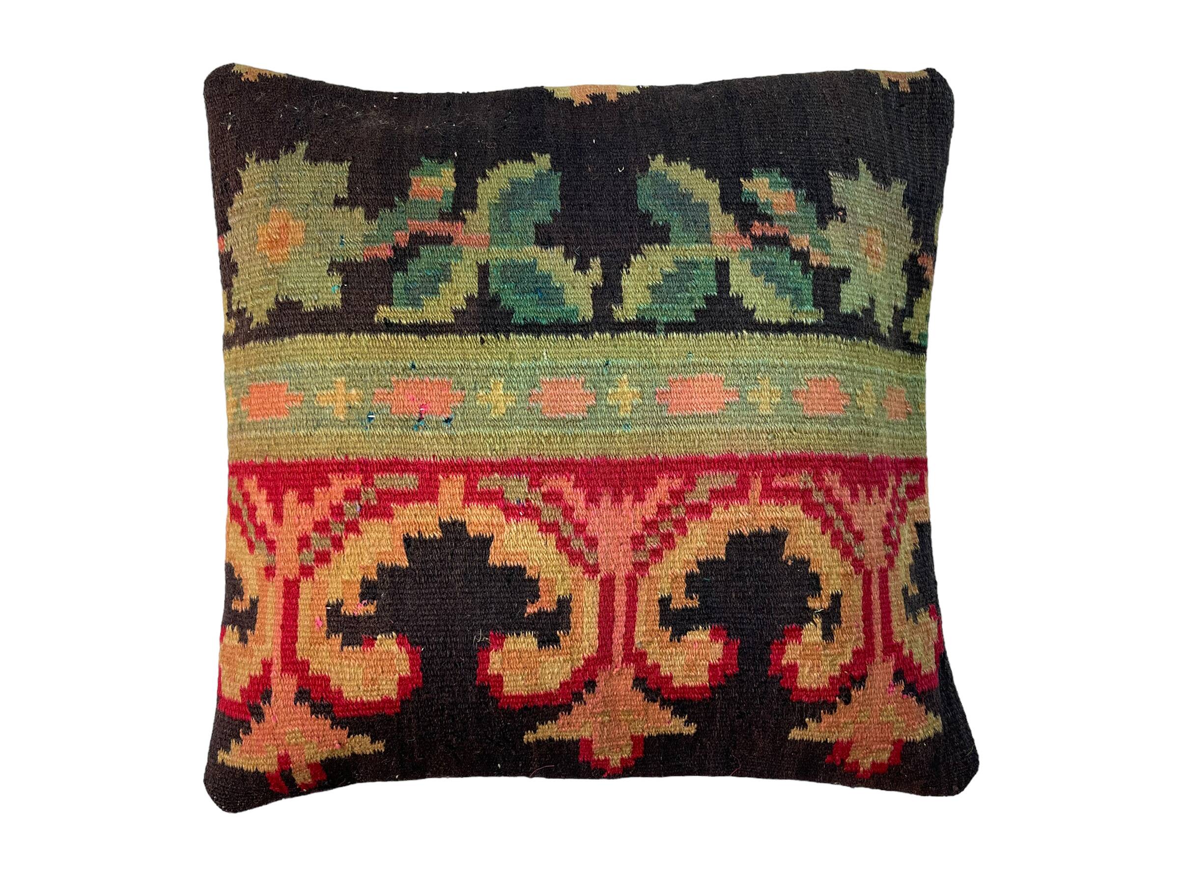 Vintage turkish kilim cushion cover , 40 x 40 cm
