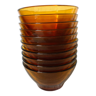 Arcopal amber glass bowls