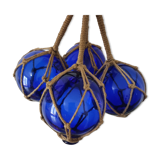 4 blue glass float trawl balls