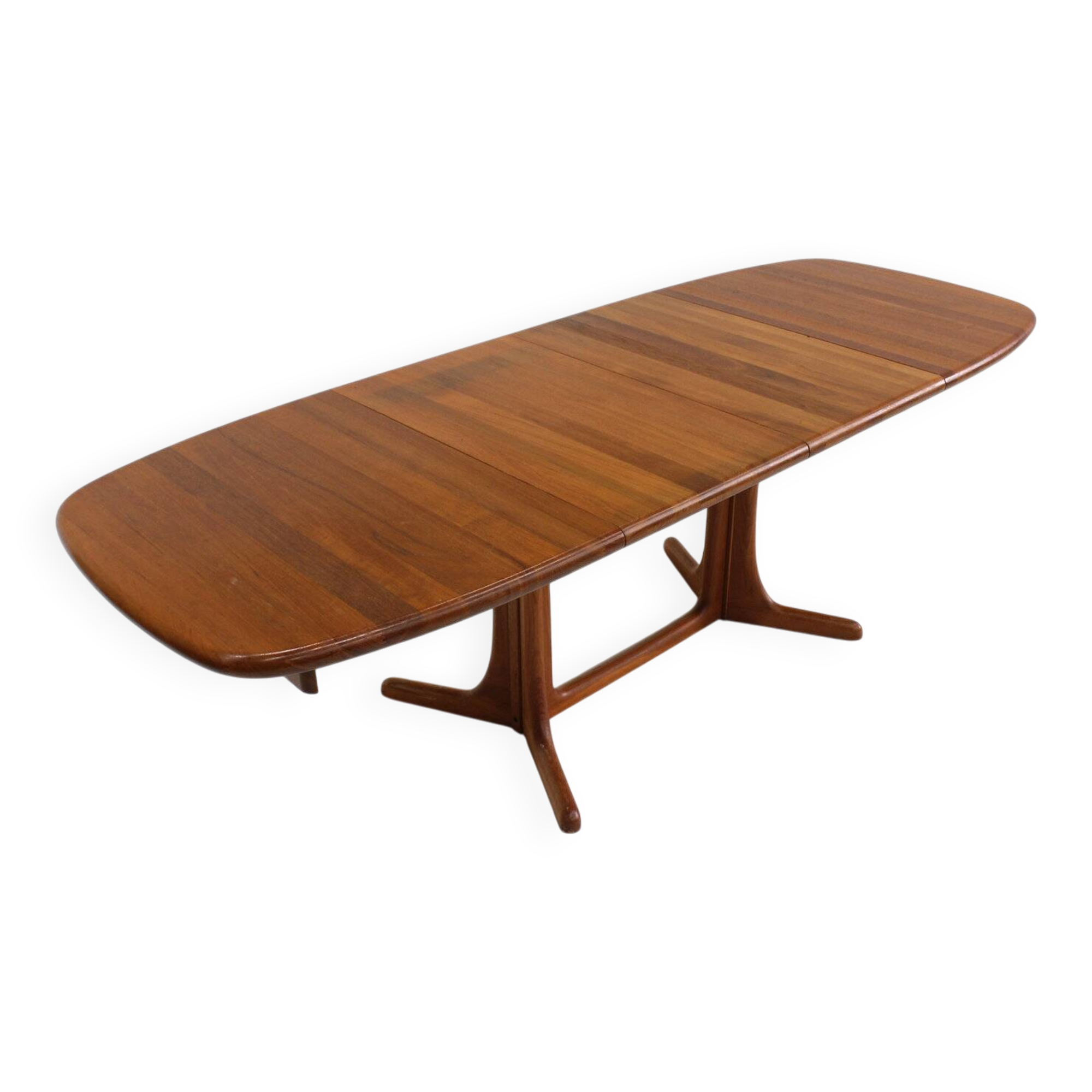 Vintage Danish oval extendable dining table solid teak 1960s
